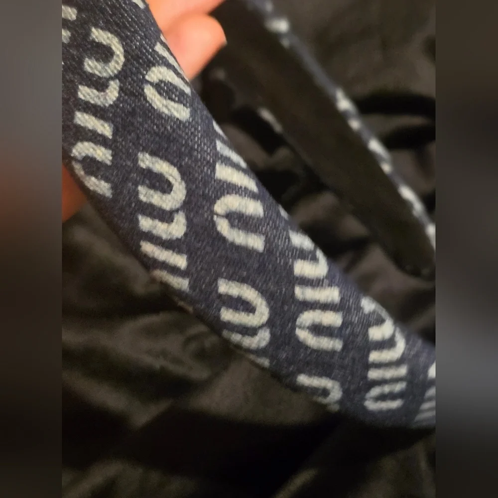 Miu Miu Navy and Silver Logo Headband